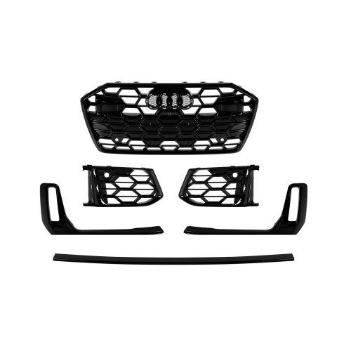 Grill Audi BLACK S6 A6 C8 19-23 konvertim ne 2024 me ansore halogenkav